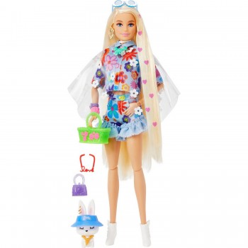 Кукла Barbie Экстра блондинка в одежде с цветочным принтом HDJ45